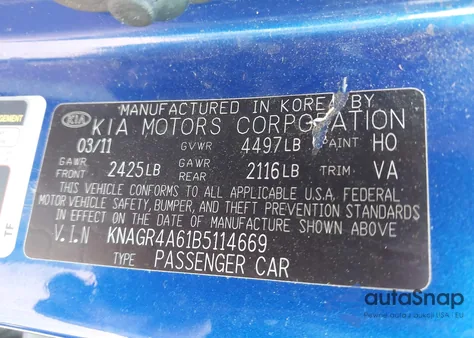 2011 Kia Optima Sx from USA, damaged, VIN KNAGR4A61B5114669